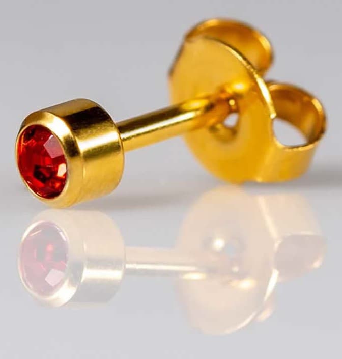 GOLD PLATE STUD - Bezelset Birthstone - July