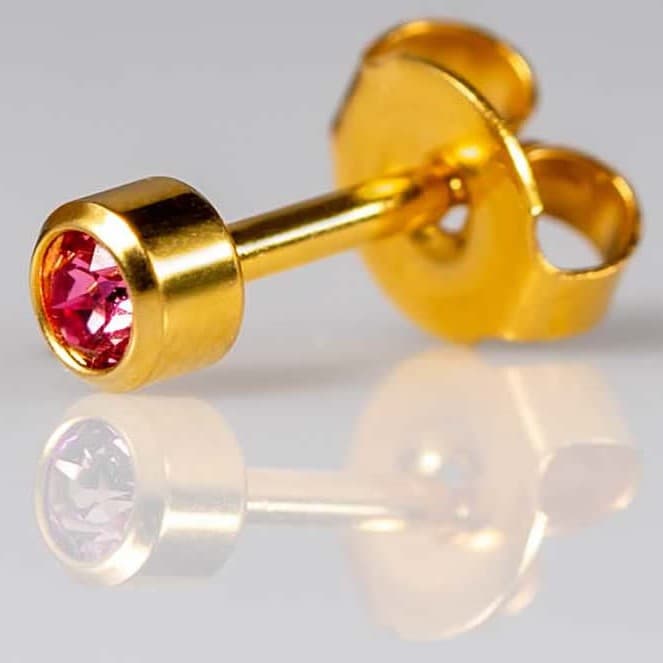 GOLD PLATE STUD - Bezelset Birthstone - October