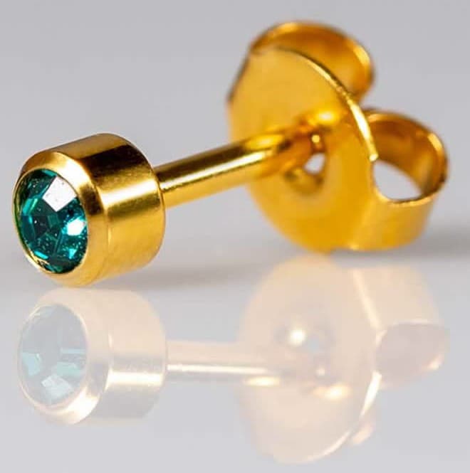 GOLD PLATE STUD - Bezelset Birthstone - December