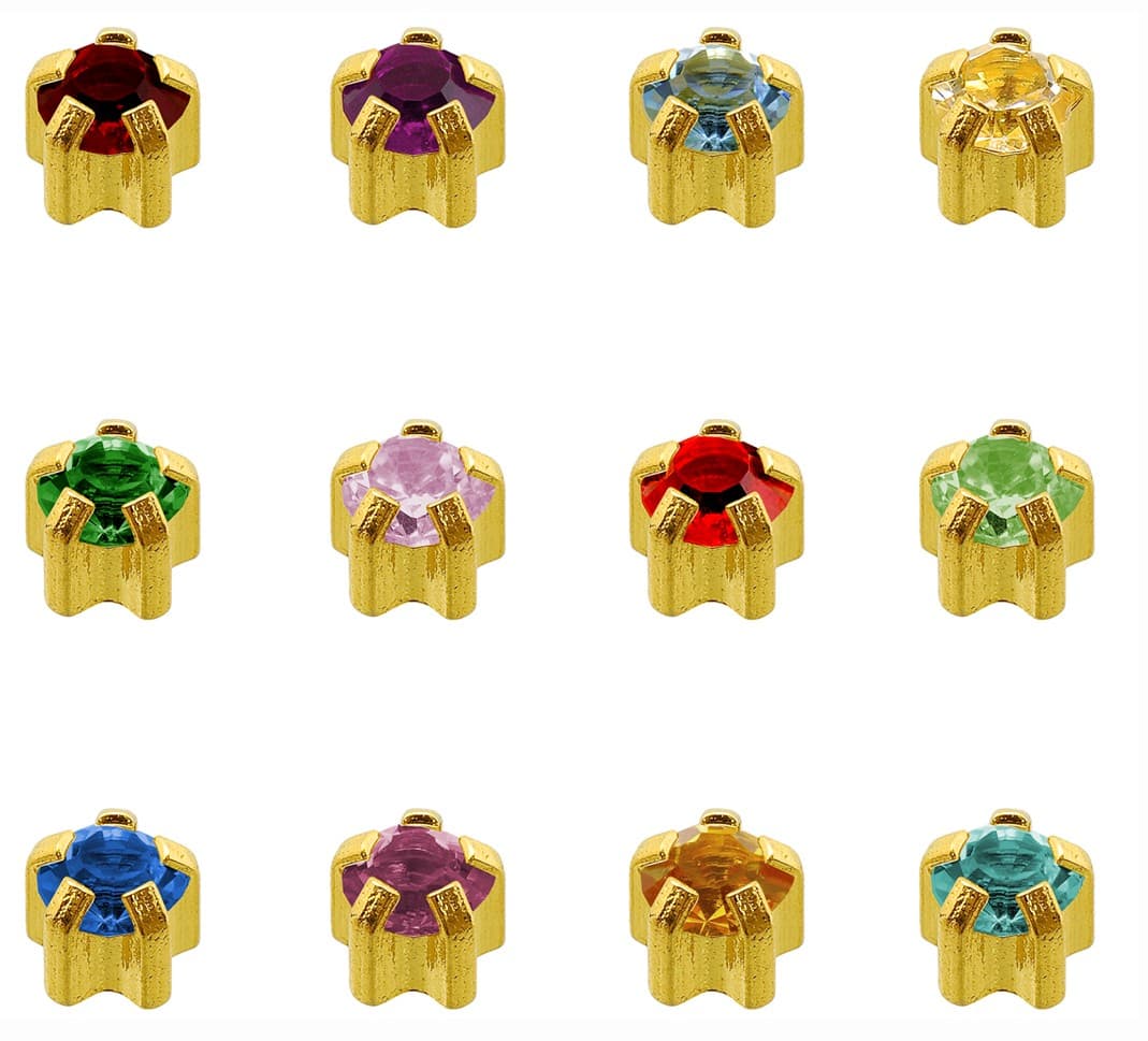 GOLD PLATE STUD - Clawset Birthstone - Assorted - Mini