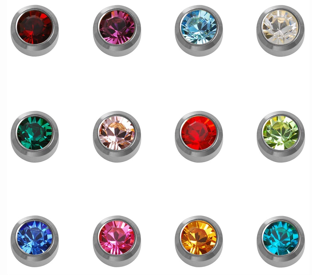STAINLESS POLISHED STUD - Birthstone - Assorted - Mini