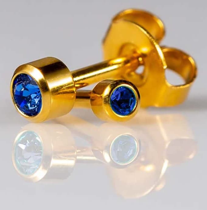 GOLD PLATE STUD - Bezelset Birthstone - September - Mini