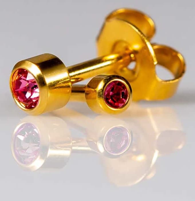 GOLD PLATE STUD - Bezelset Birthstone - October - Mini