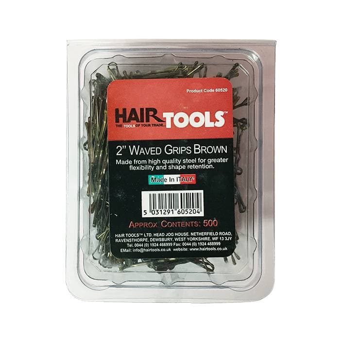 Hair Tools Waved Kirby Grips 2" Brown 500pk