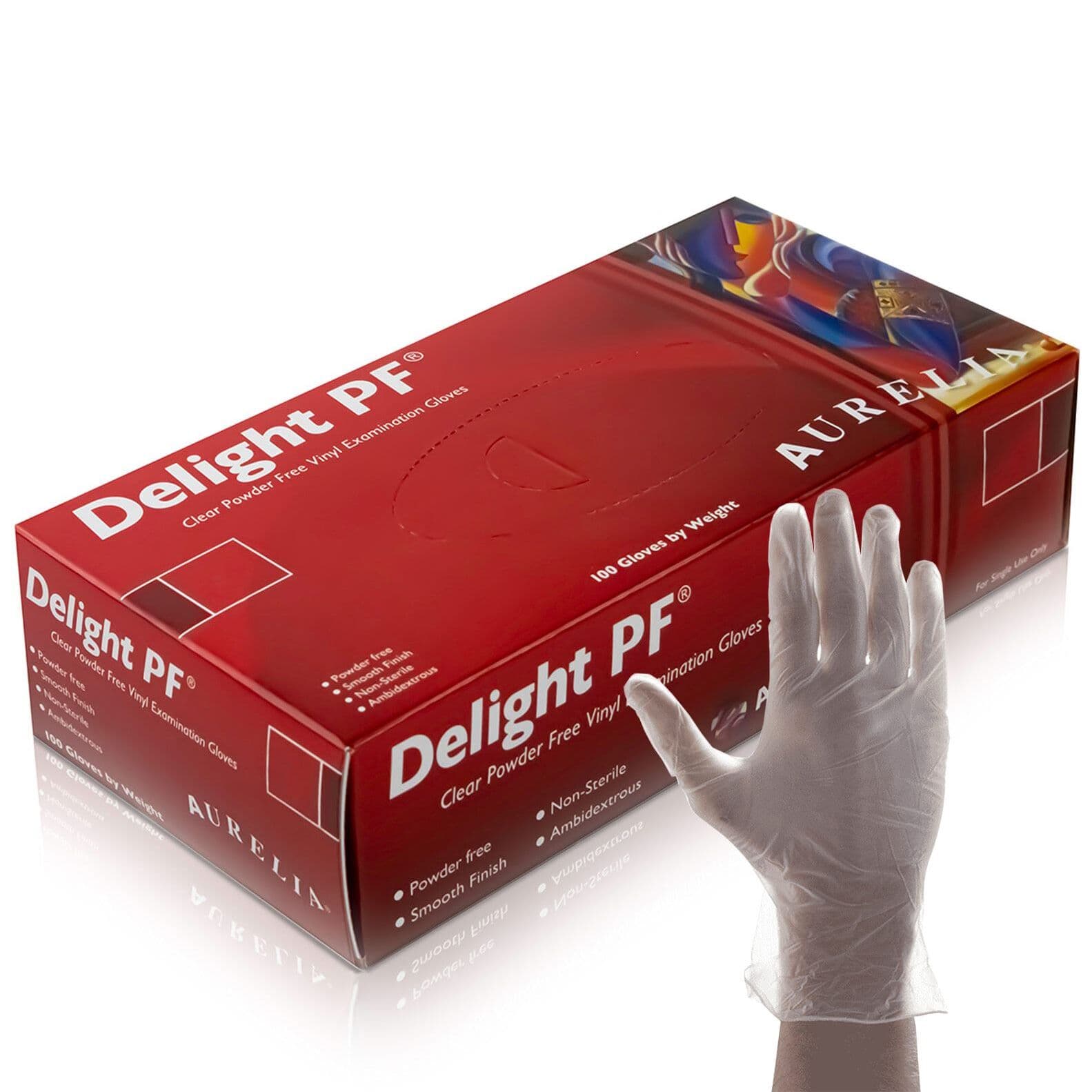 Aurelia Delight PF Clear Powder Free Vinyl Gloves - Large