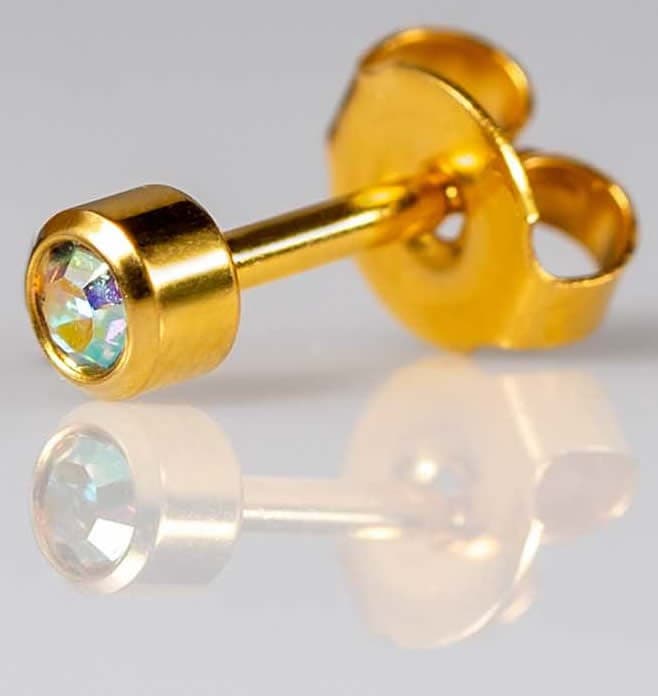 GOLD PLATE STUD - Rock Crystal