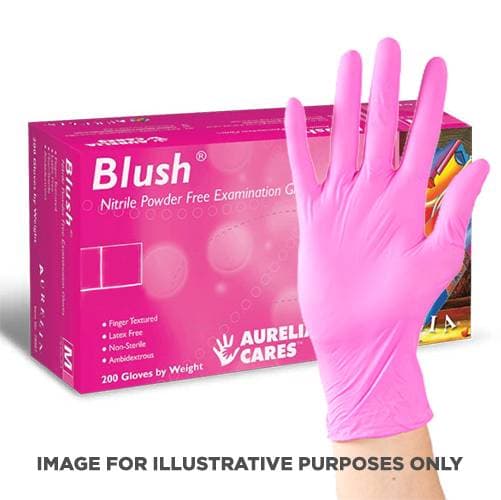 Aurelia Blush Nitrile Powder Free Pink Gloves - Small