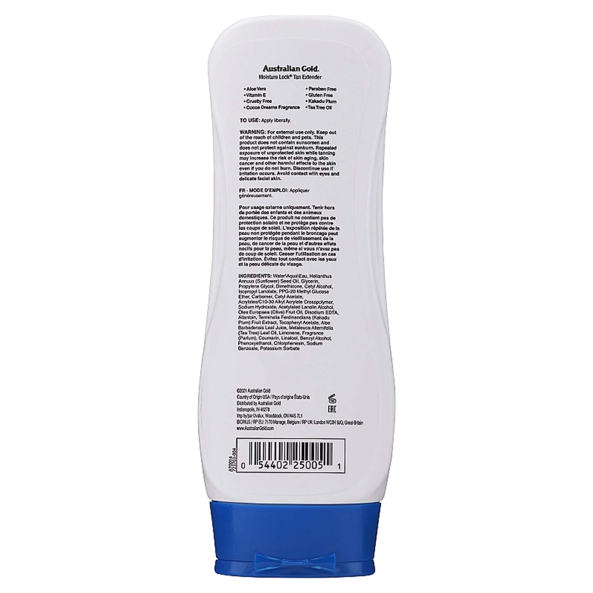 AUSTRALIAN GOLD - SUN CREAM - Moisture Lock Tan Extender - 240ml - Image 2