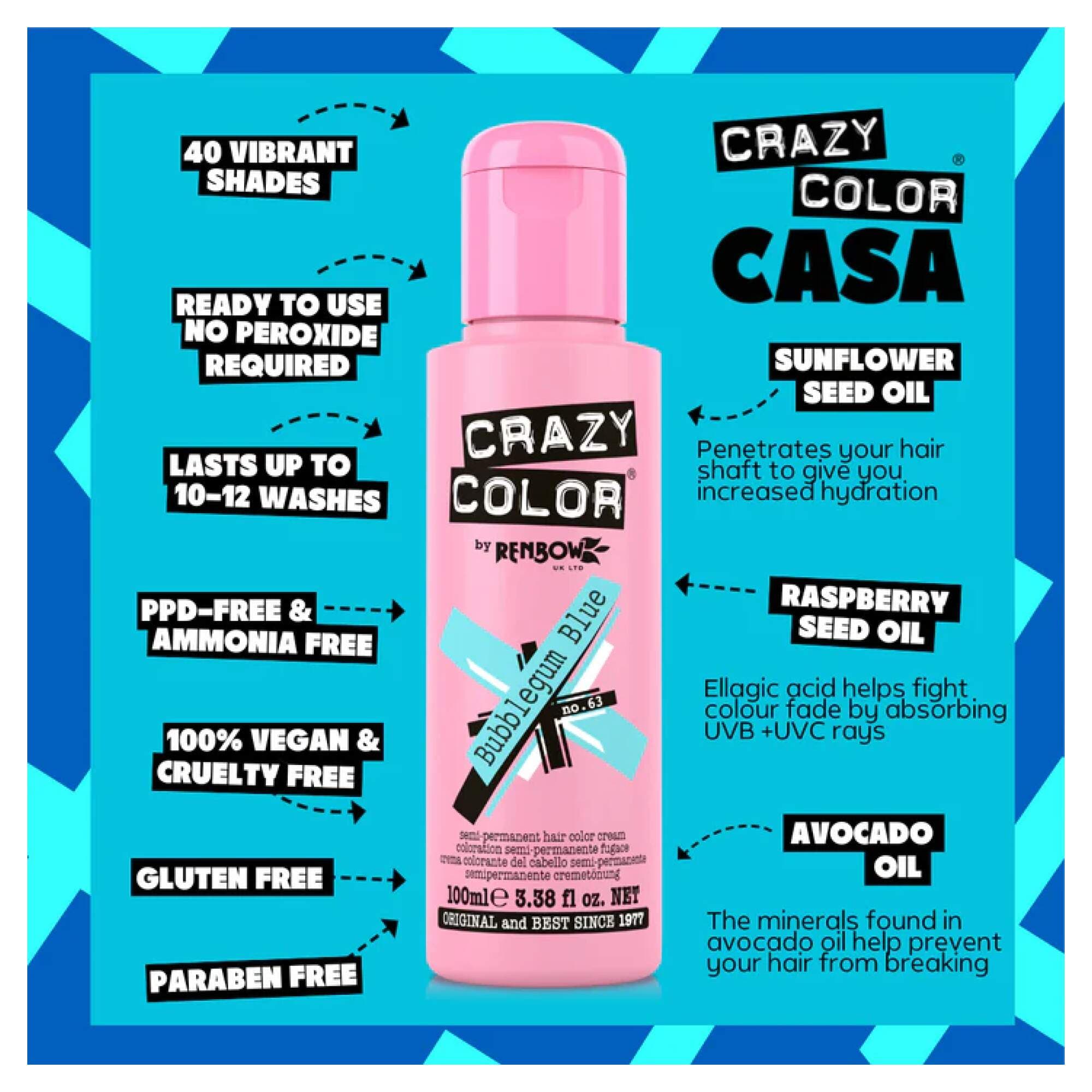 Crazy Color - Vibrant Shades - Bubblegum Blue (63) - Image 2