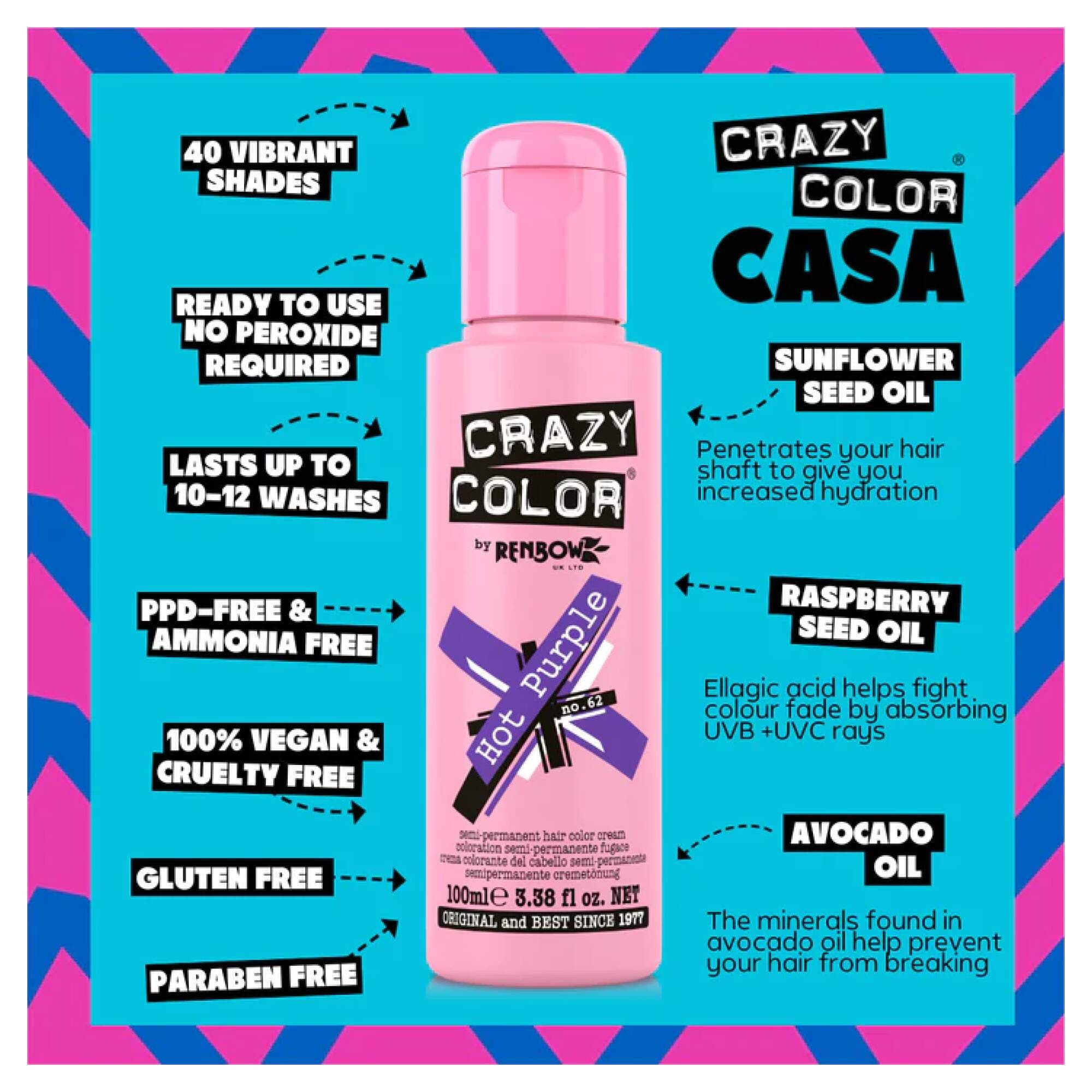 Crazy Color - Vibrant Shades - Hot Purple (62) - Image 2