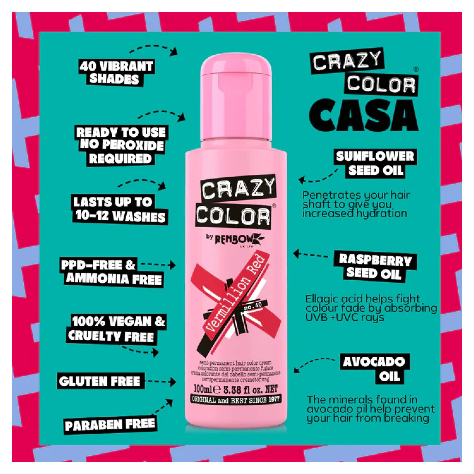 Crazy Color - Vibrant Shades - Vermillion Red (40) - Image 2