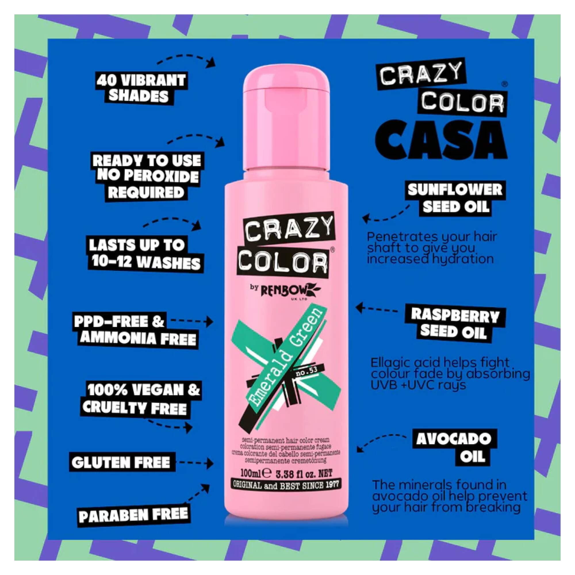 Crazy Color - Vibrant Shades - Emerald Green (53) - Image 2