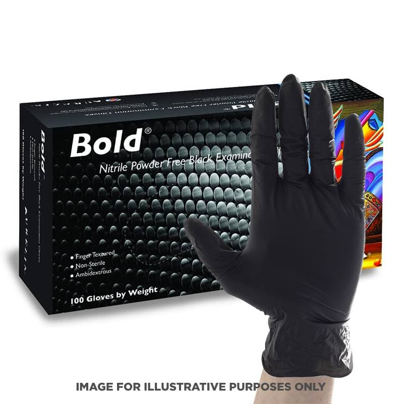 Aurelia Bold Nitrile Powder Free Black Gloves - Large