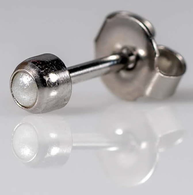 STAINLESS POLISHED STUD - Pearl Cabachon