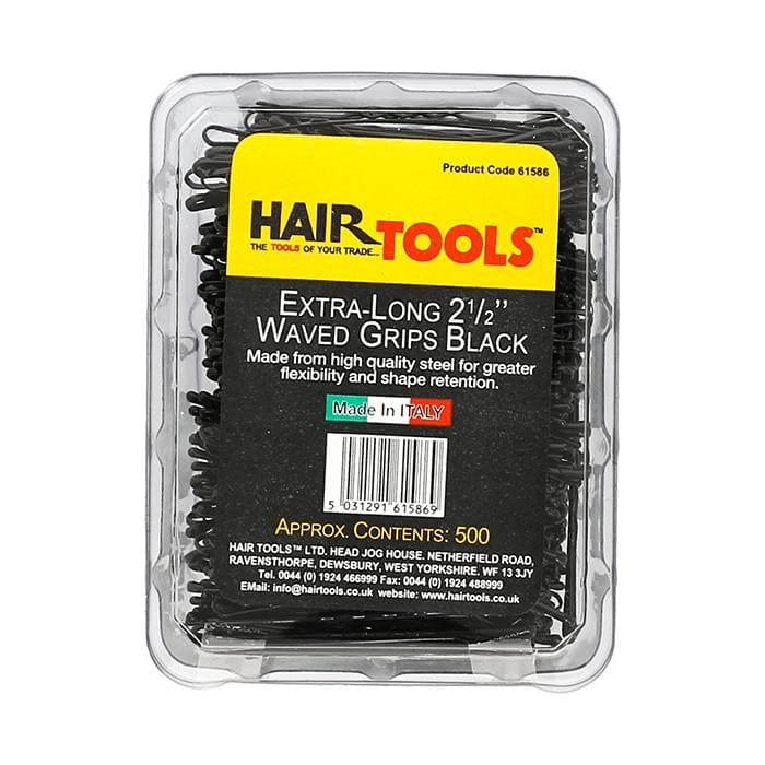Hair Tools Waved Kirby Grips 2.5" Black 500pk