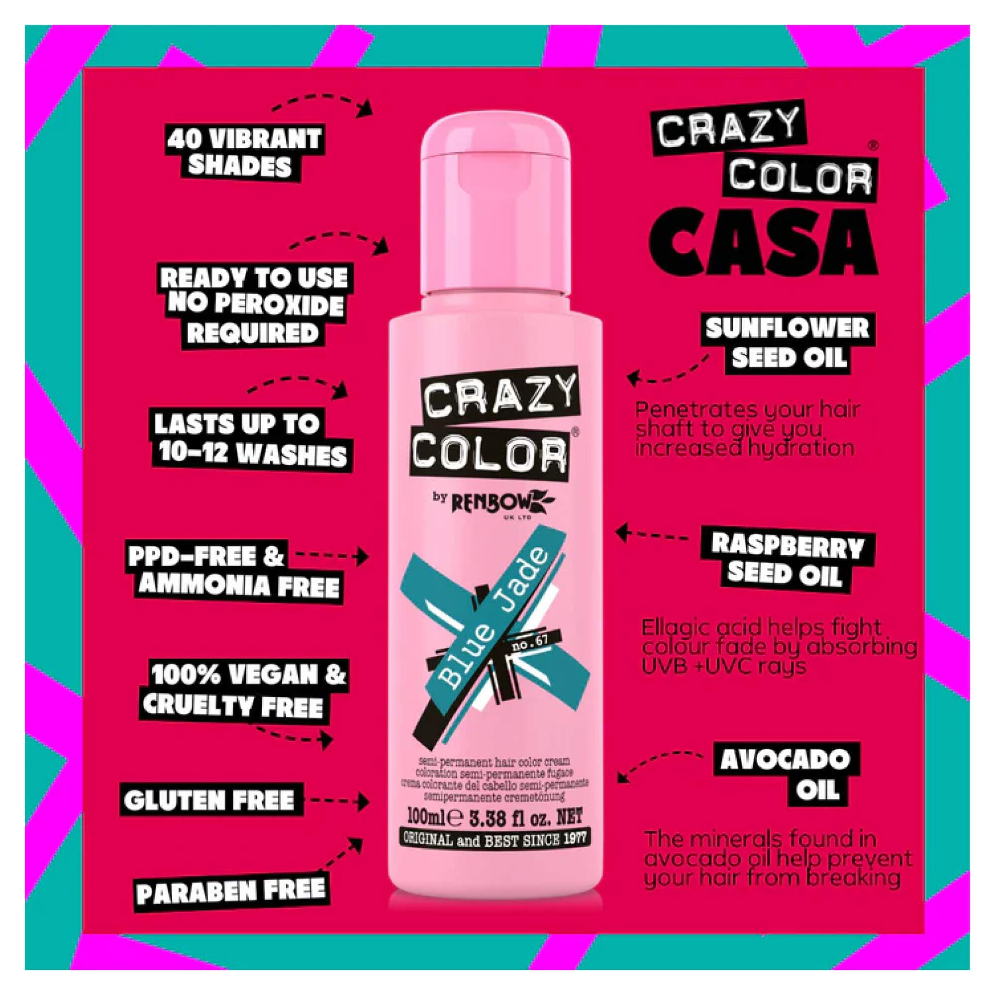 Crazy Color - Vibrant Shades - Blue Jade (67) - Image 2