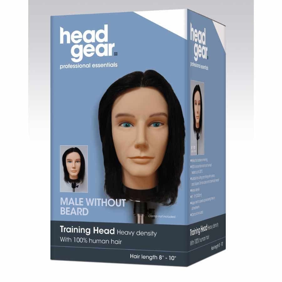 HEAD GEAR - HEADS - Gents Training Head - No Beard - 100% Human Hair
