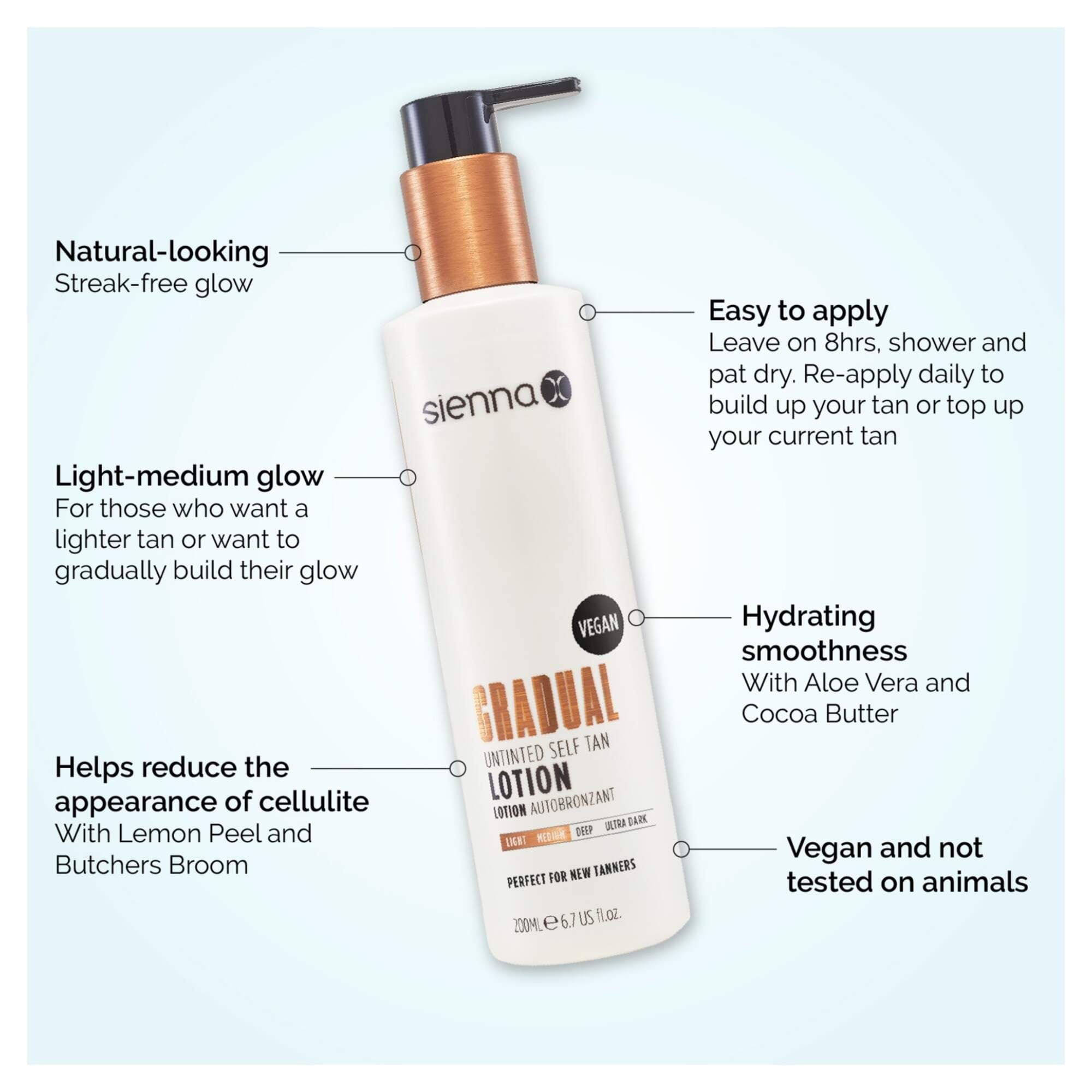 SIENNA X TAN - RETAIL - GRADUAL Untinted Self Tan Lotion - 200ml - Image 2