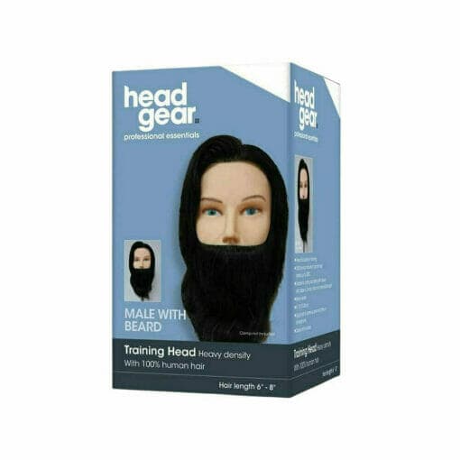 HEAD GEAR - HEADS - Gents Training Head - With Beard - 100% Human Hair
