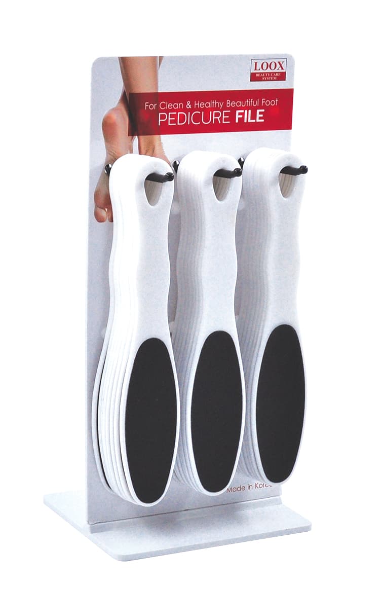 ITALY - PEDICURE FILES & DISPLAYS - P2H Oval Paddle Shape White File (24pc Display)