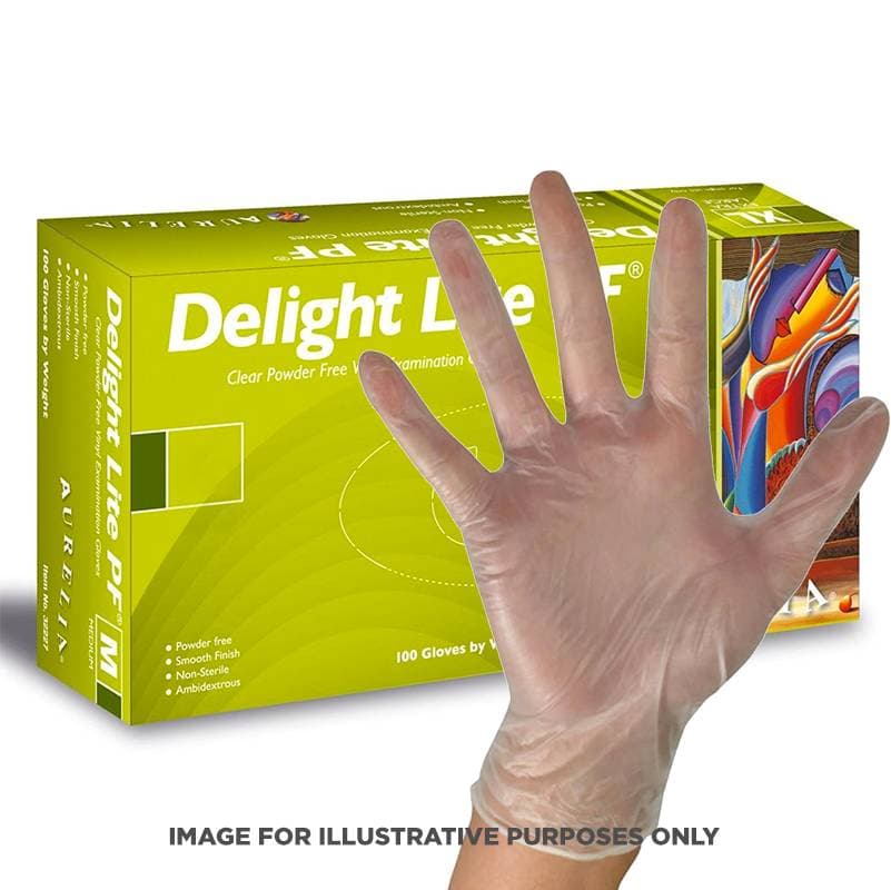 Aurelia Delight LITE PF Clear Powder Free Vinyl Gloves - Medium