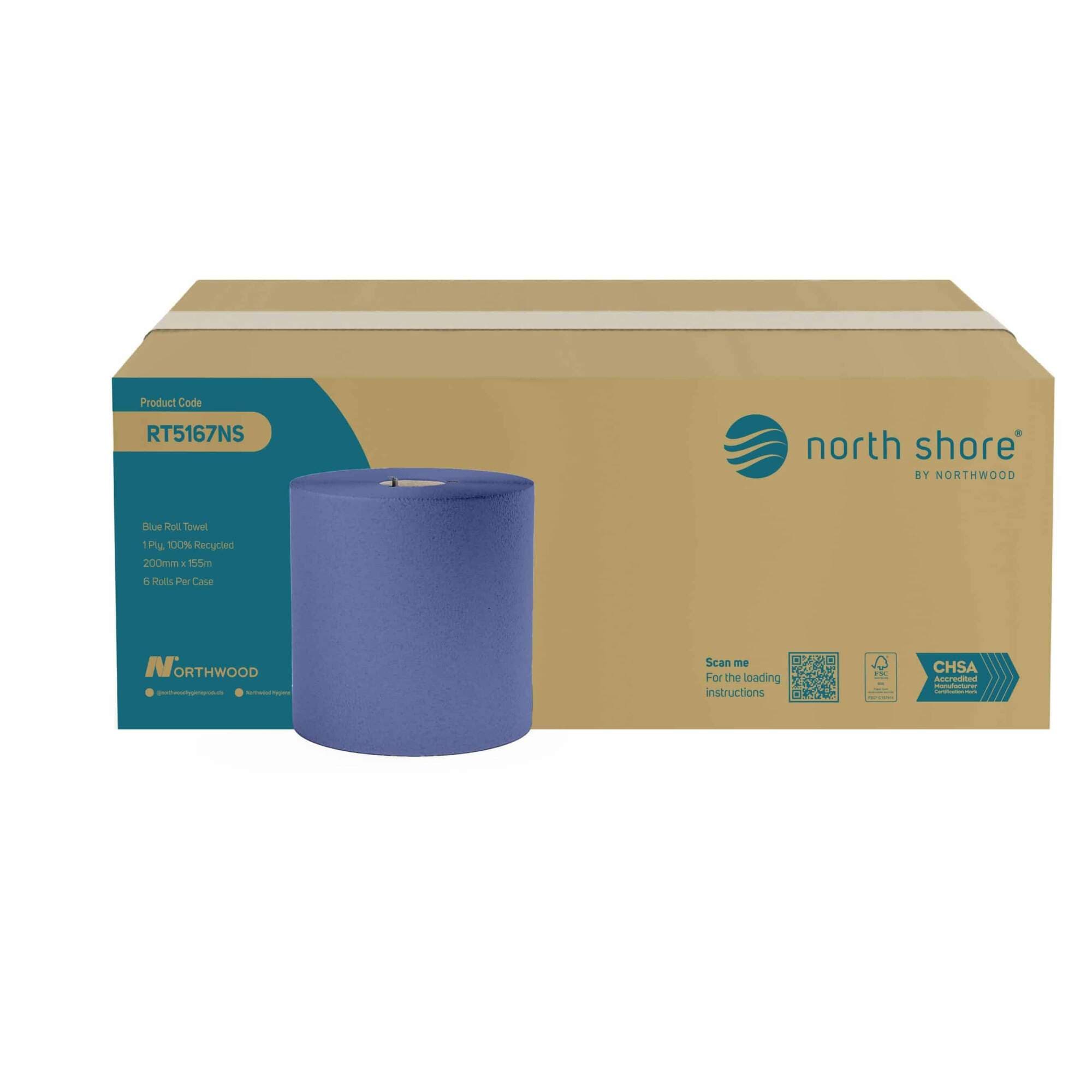 North Shore Roll Towel - Blue Embossed 6pk
