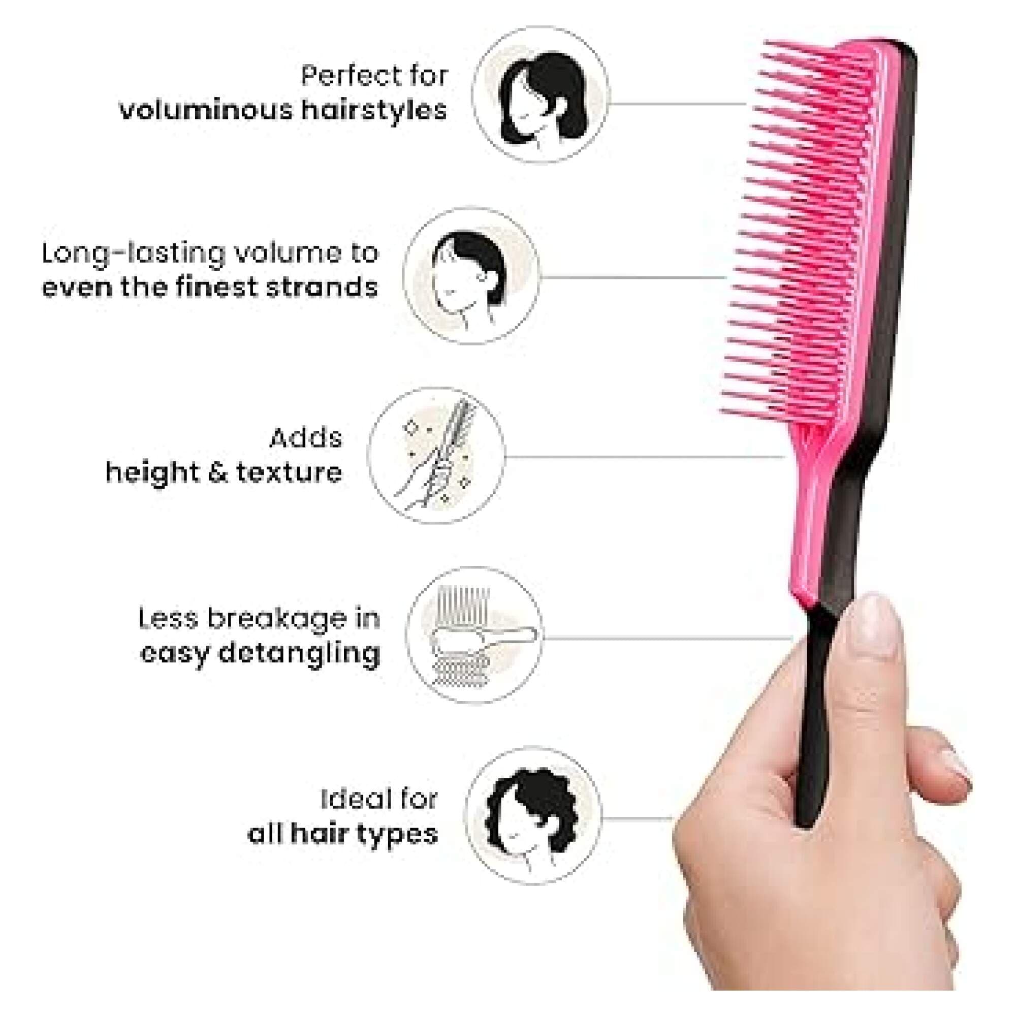 TANGLE TEEZER - Back Combing - Black/Coral - Image 2