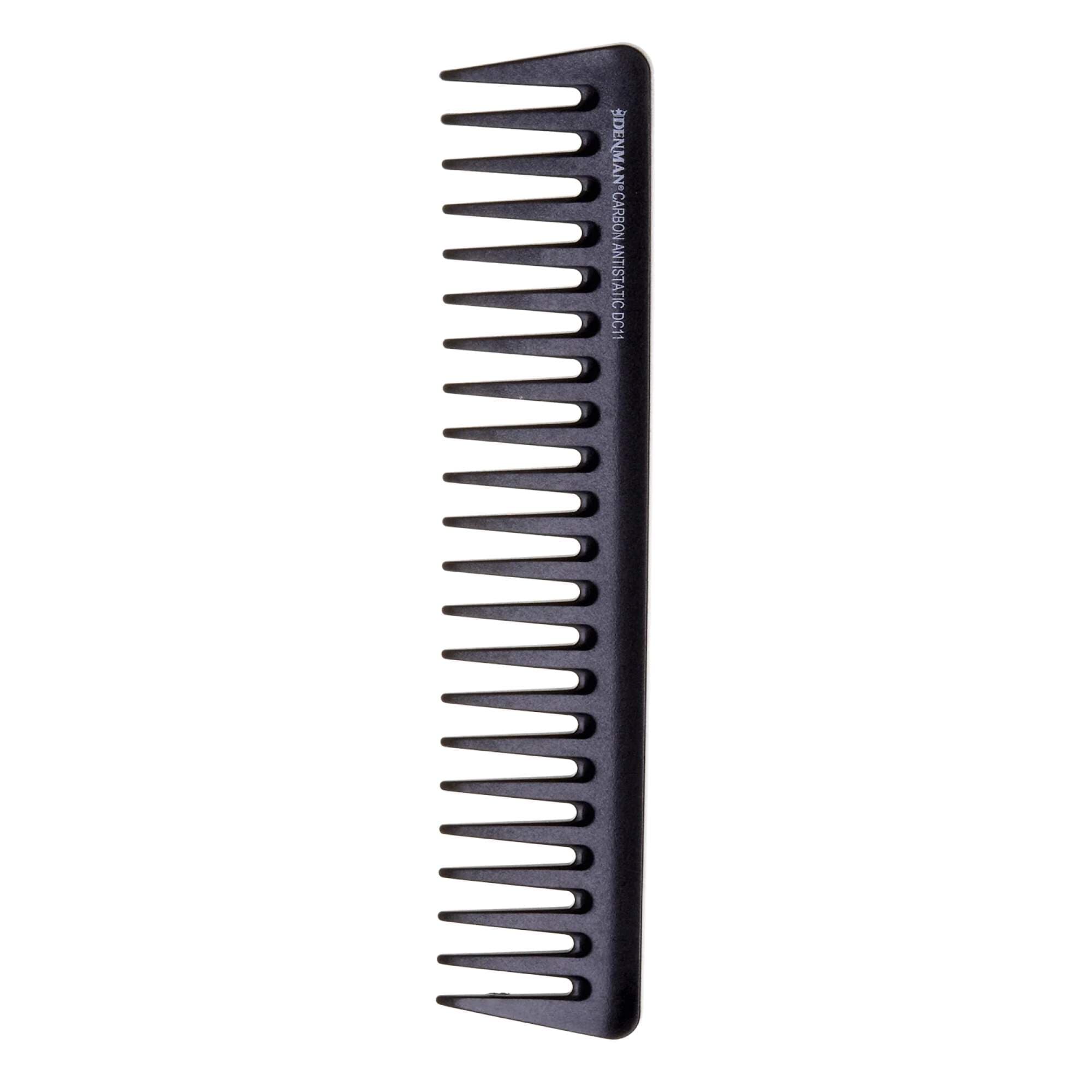 DENMAN - CARBON ANTI STATIC - DC11 Detangling Comb 188mm - Black