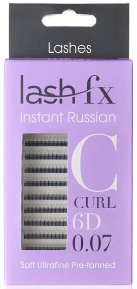 Lash FX - Tray Lashes Instant Russian - D Curl 6D Extra Fine (0.07) Mixed Tray