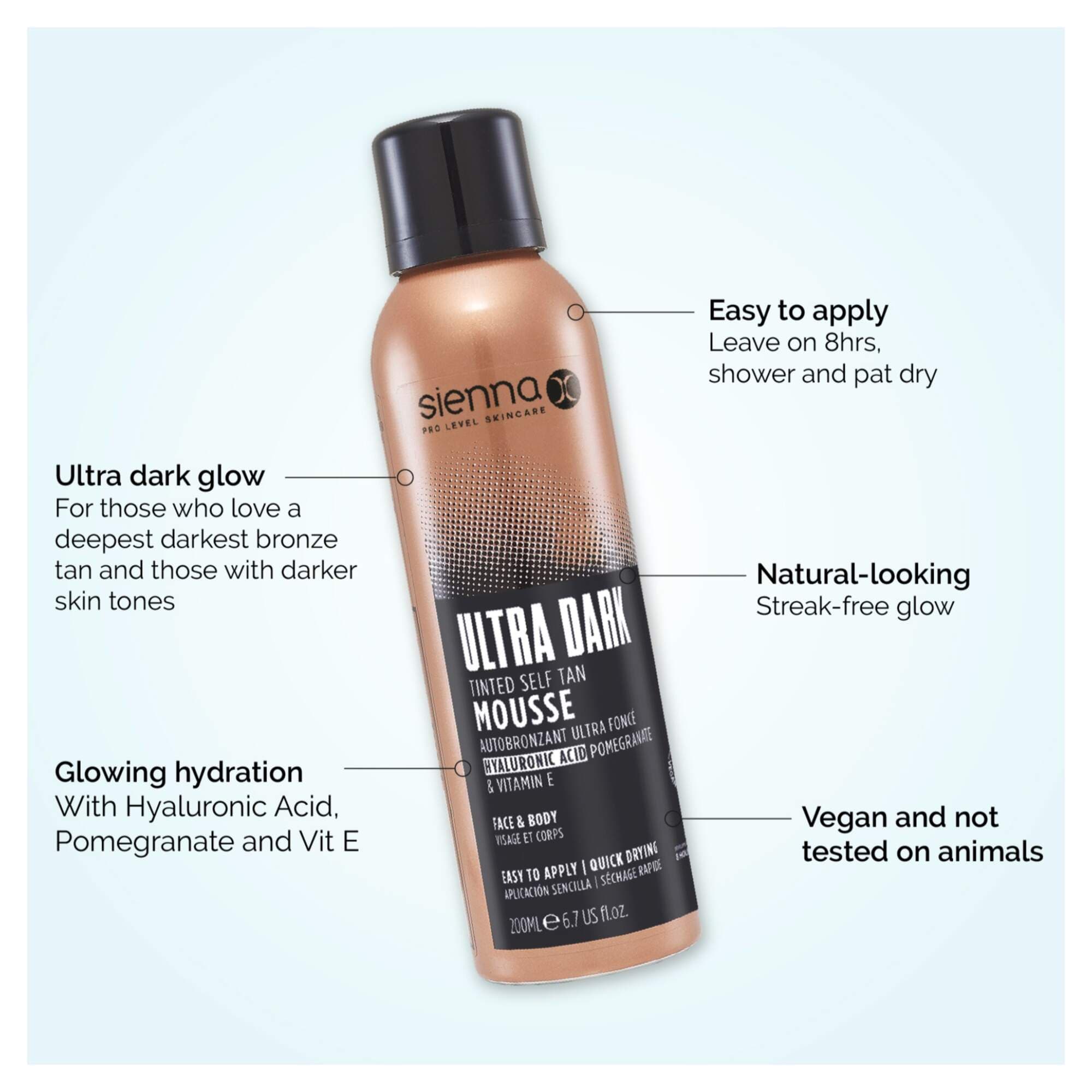 SIENNA X TAN - RETAIL - EU Ultra Dark Q10 Tinted Self Tan Mousse - 200ml - Image 2