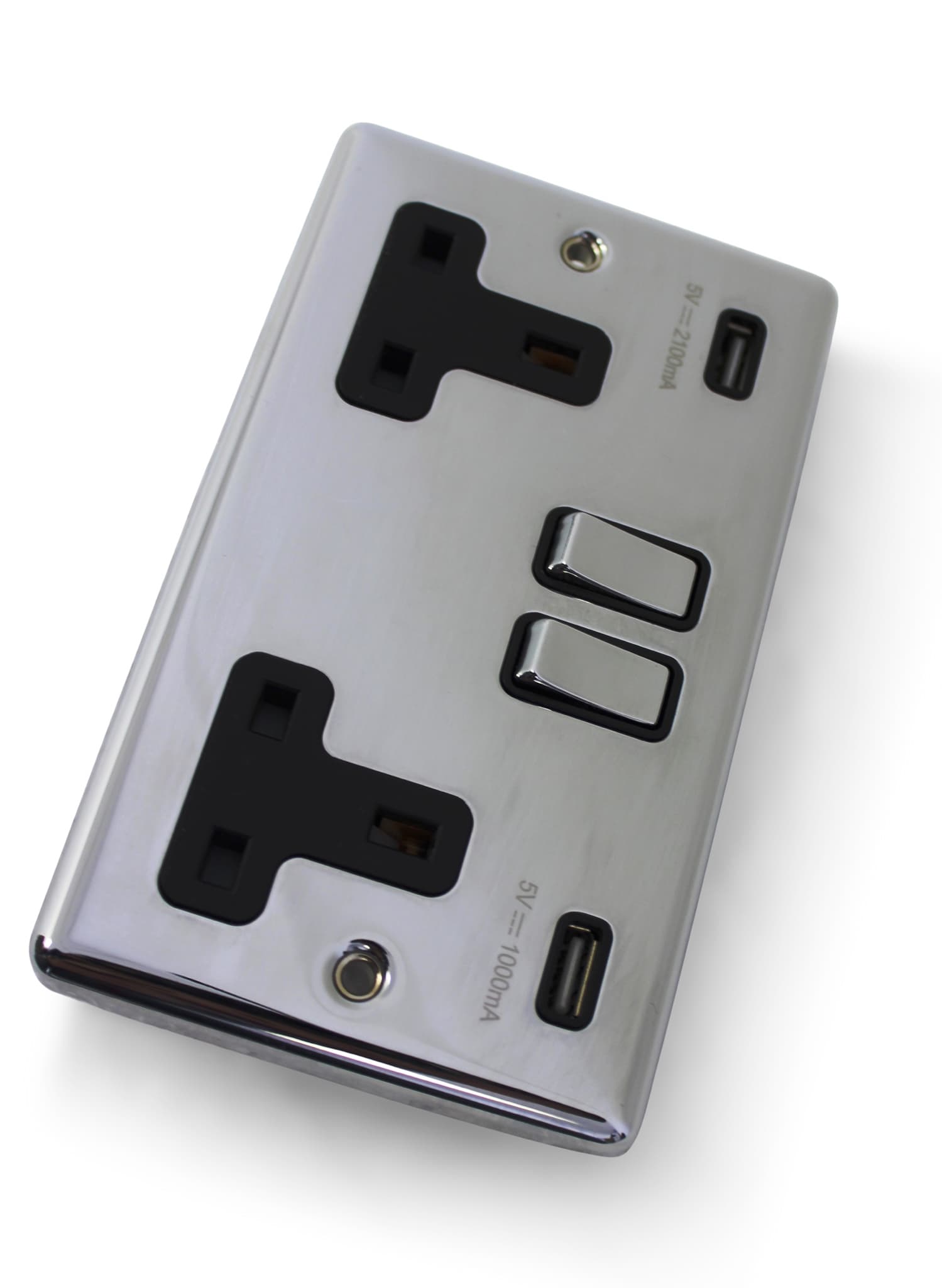 Unit Options - Chrome Twin Electrical USB Socket (For Premium Nail Bar)