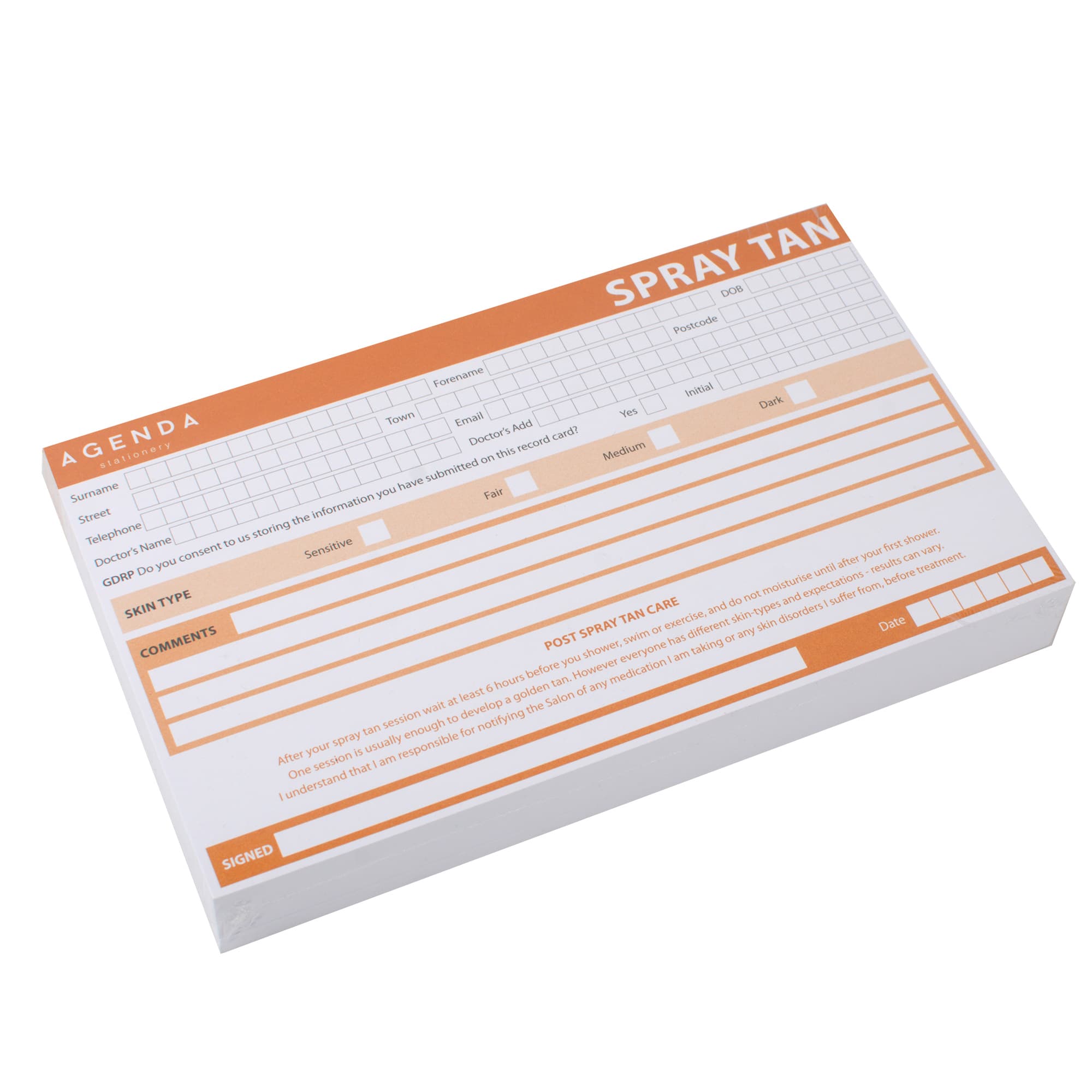 AGENDA - RECORD CARDS - Spray Tan