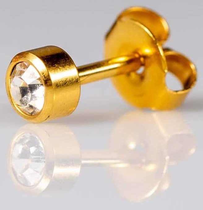 GOLD PLATE STUD - Bezelset - April - Large