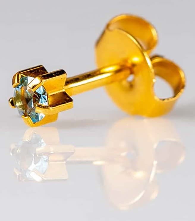 GOLD PLATE STUD - Clawset Birthstone - March