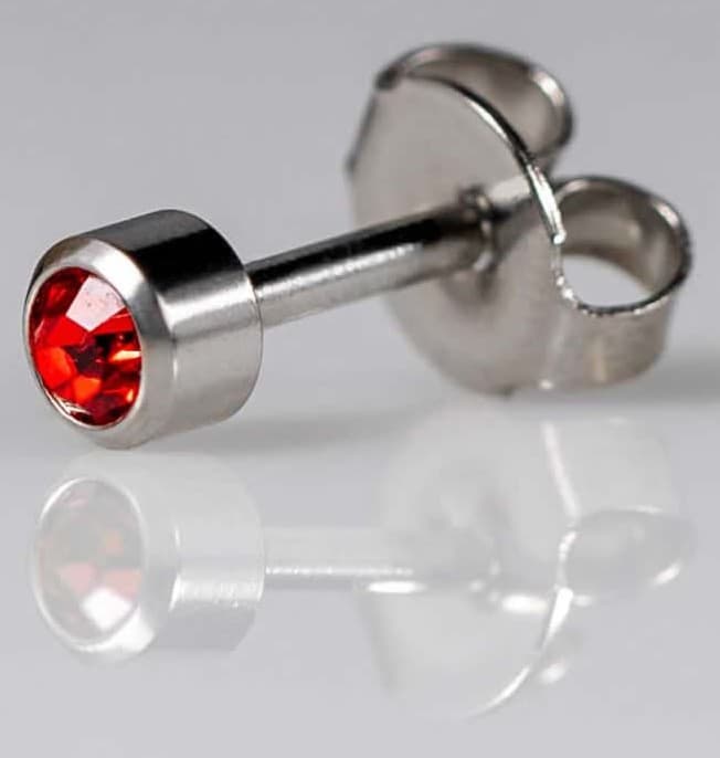 STAINLESS POLISHED STUD - Bezelset Birthstone - July