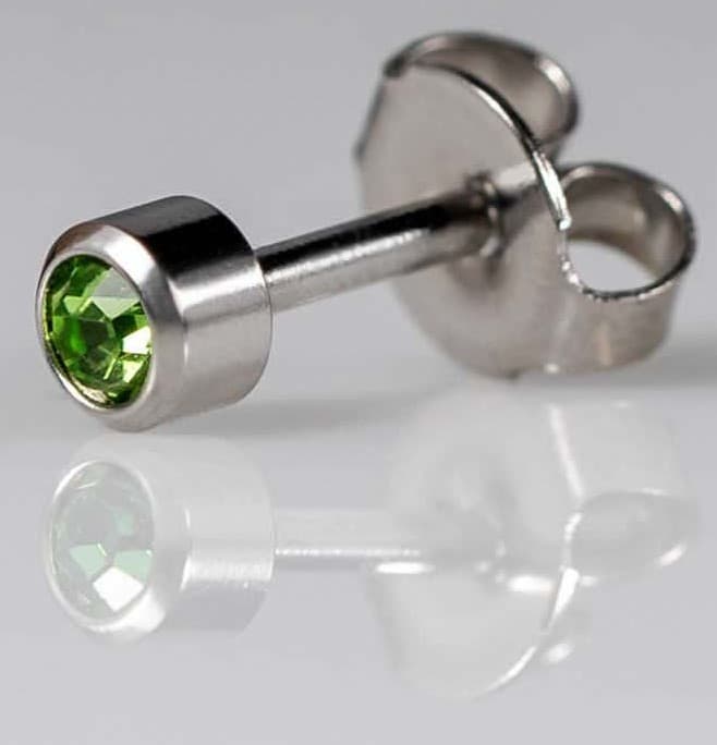 STAINLESS POLISHED STUD - Bezelset Birthstone - August
