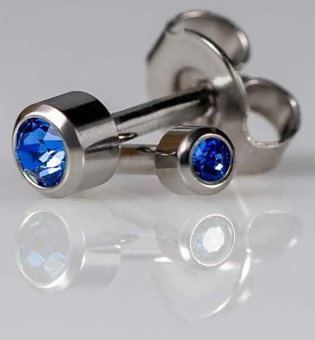 STAINLESS POLISHED STUD - Bezelset Birthstone - September - Mini