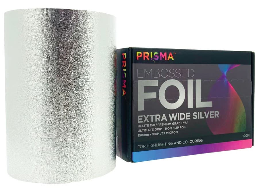PRISMA - FOIL - ROLLS - Embossed Foil - Extra Wide Silver (150mm X 100m)