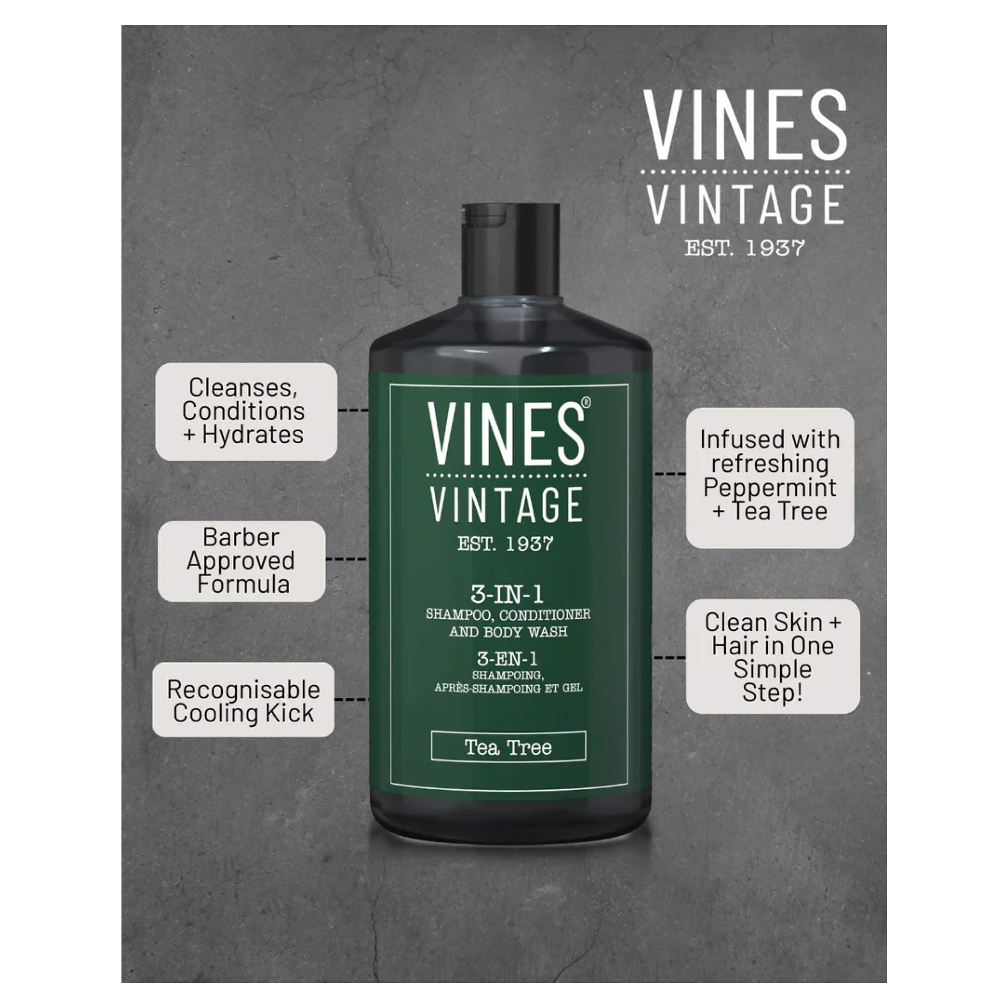 VINES VINTAGE - BARBER RANGE - 3-in-1 Shampoo, Conditioner & Body Wash - Image 2