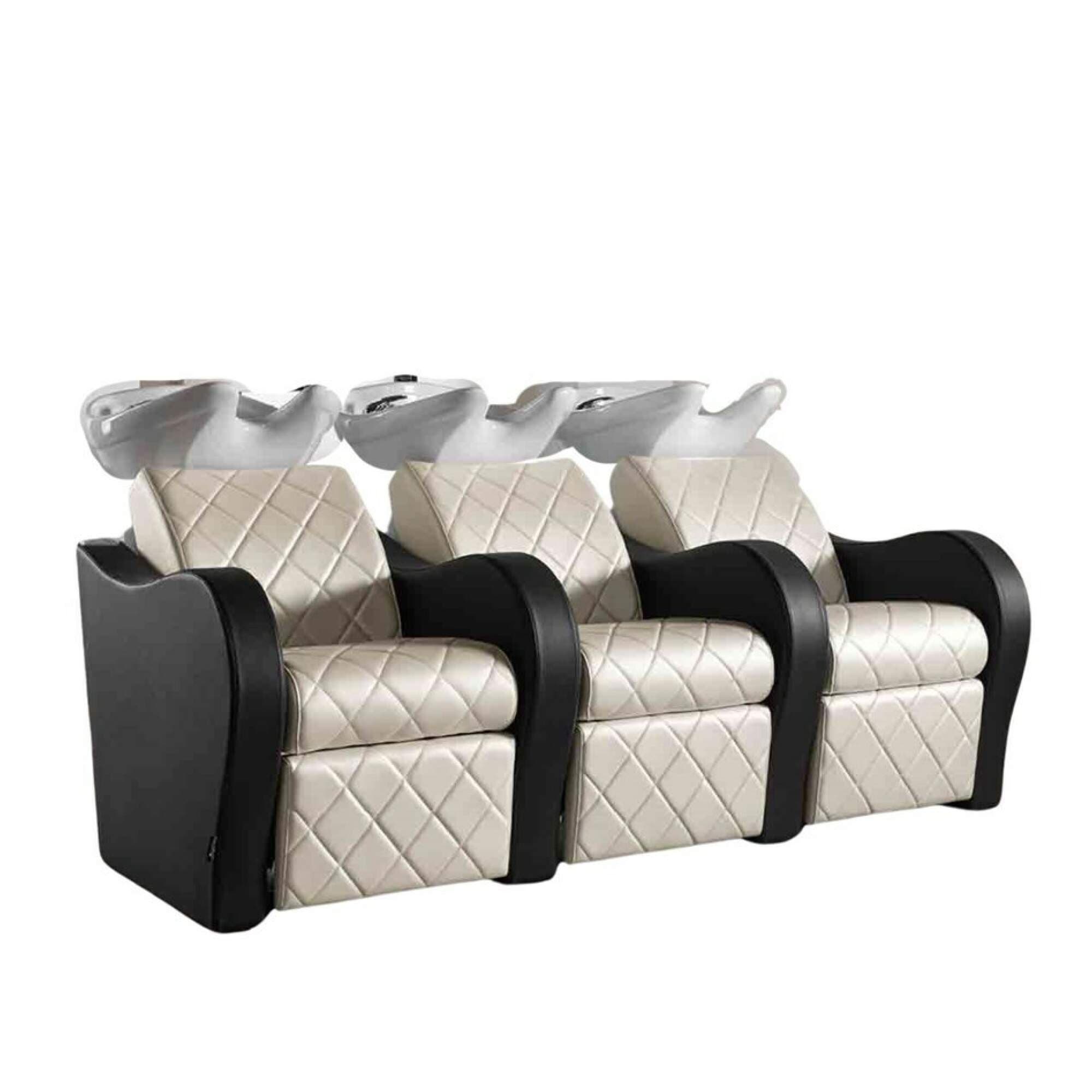 SALON AMBIENCE - Luxury Triple Wash Unit With Leg Rests White Basin