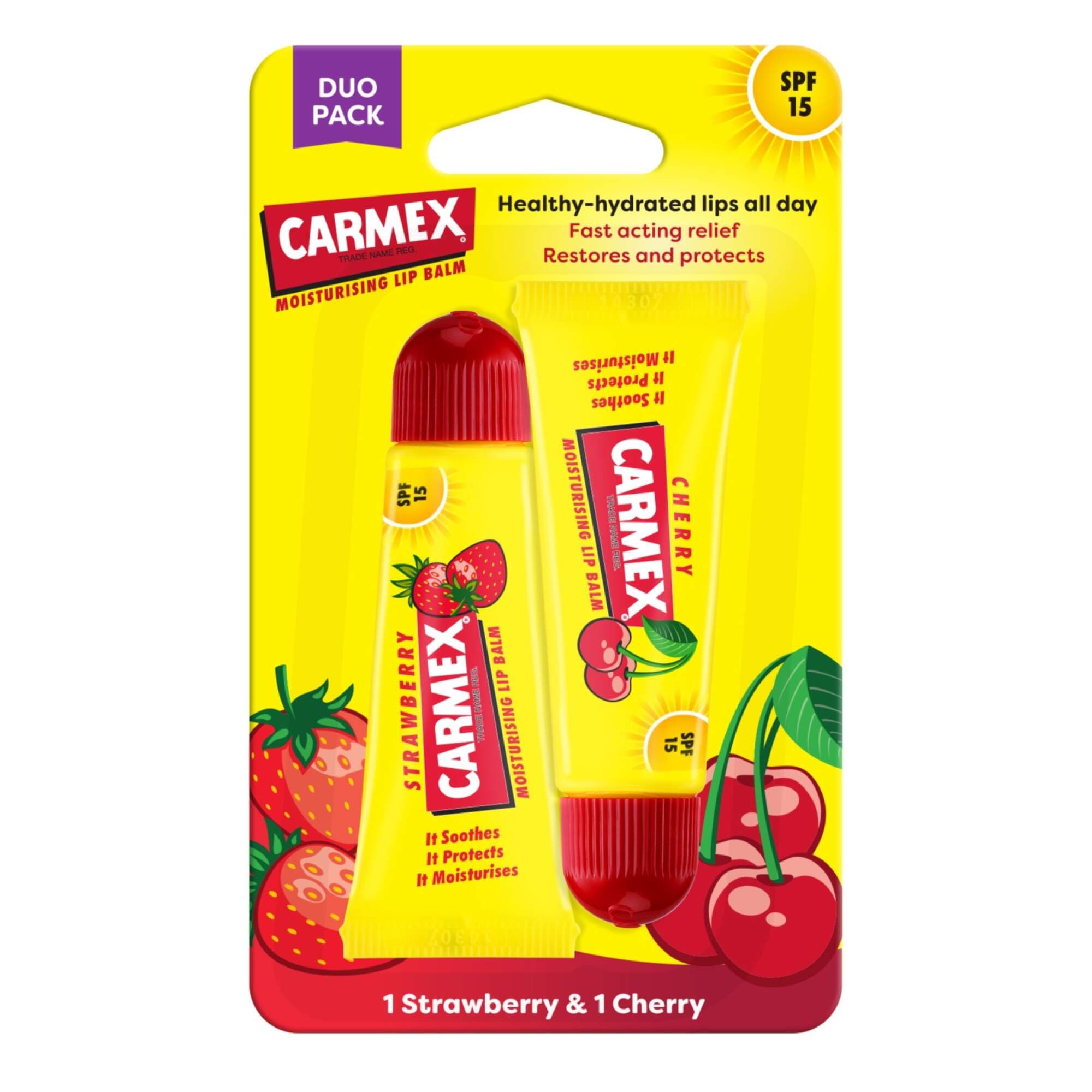 CARMEX - Strawberry & Cherry Tube SPF15 Duo (10g)