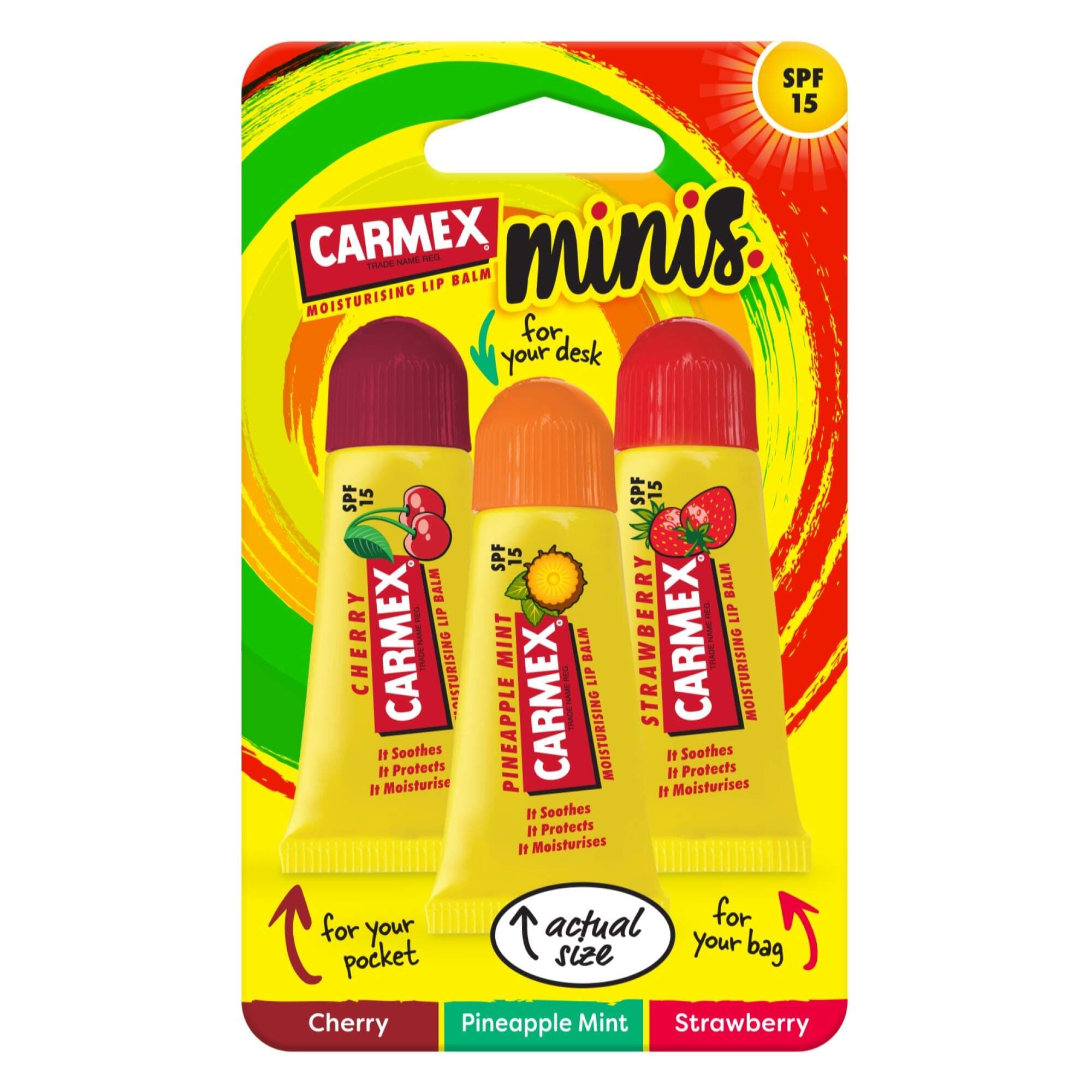 CARMEX -  Lip Balm Tube 3pk (5g) - Cherry, Strawberry & Pineapple & Mint