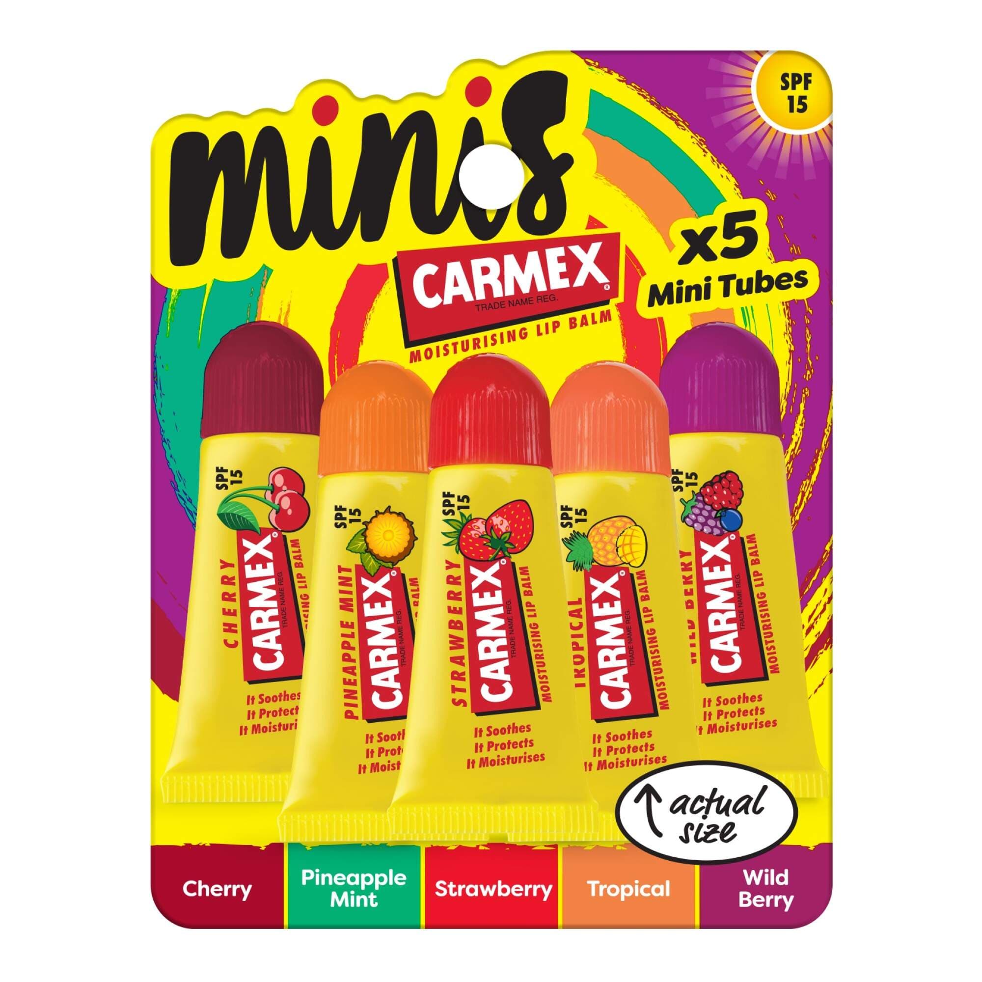 CARMEX -  Lip Balm Tube 5pk (5g) - Cherry, Pineapple Mint, Strawberry, Tropical, Wild Berry