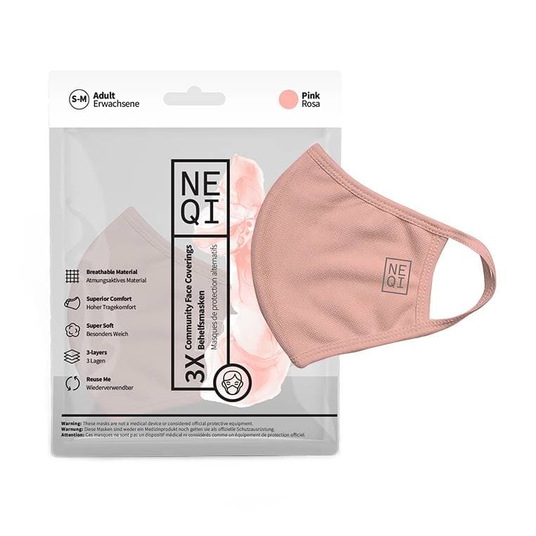 NEQI Face Coverings - Pink Small/Medium 3pk
