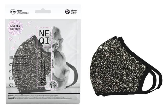 NEQI Face Coverings - Silver Glitter Small/Medium