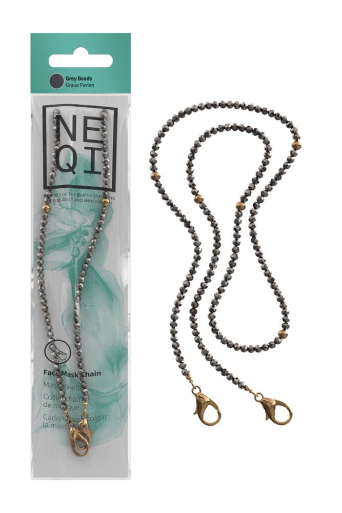 NEQI Face Coverings Chain - Grey Beads