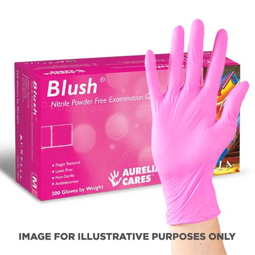 Aurelia Blush Nitrile Powder Free Pink Gloves Large Hair Salon
